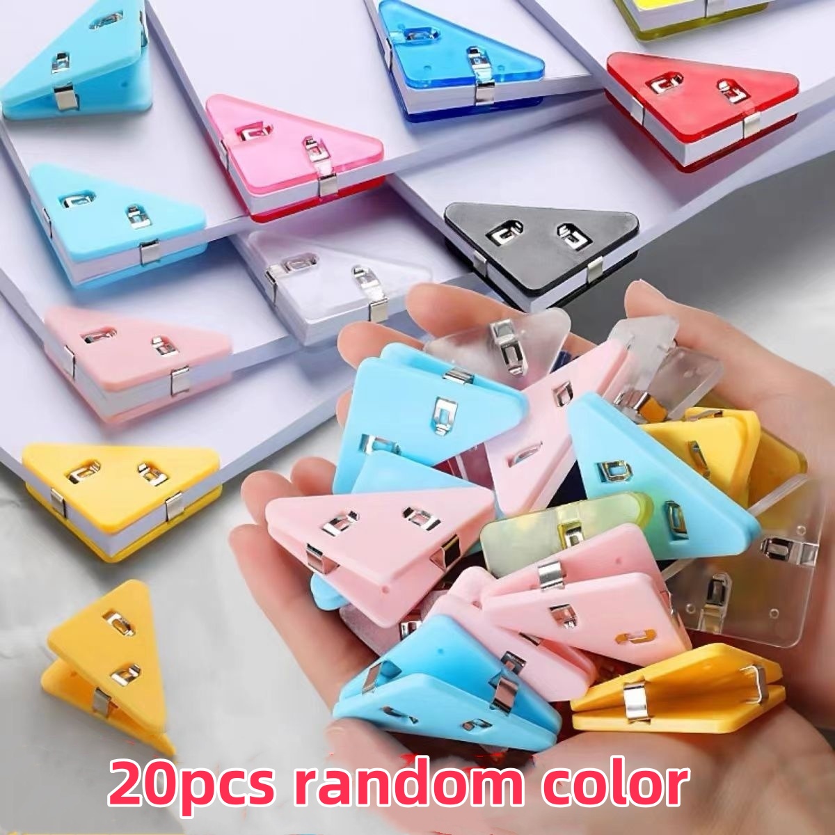 Geometric Shelf Triangle - 20 Stuks Veelkleurige Geometrische Bureau Clips