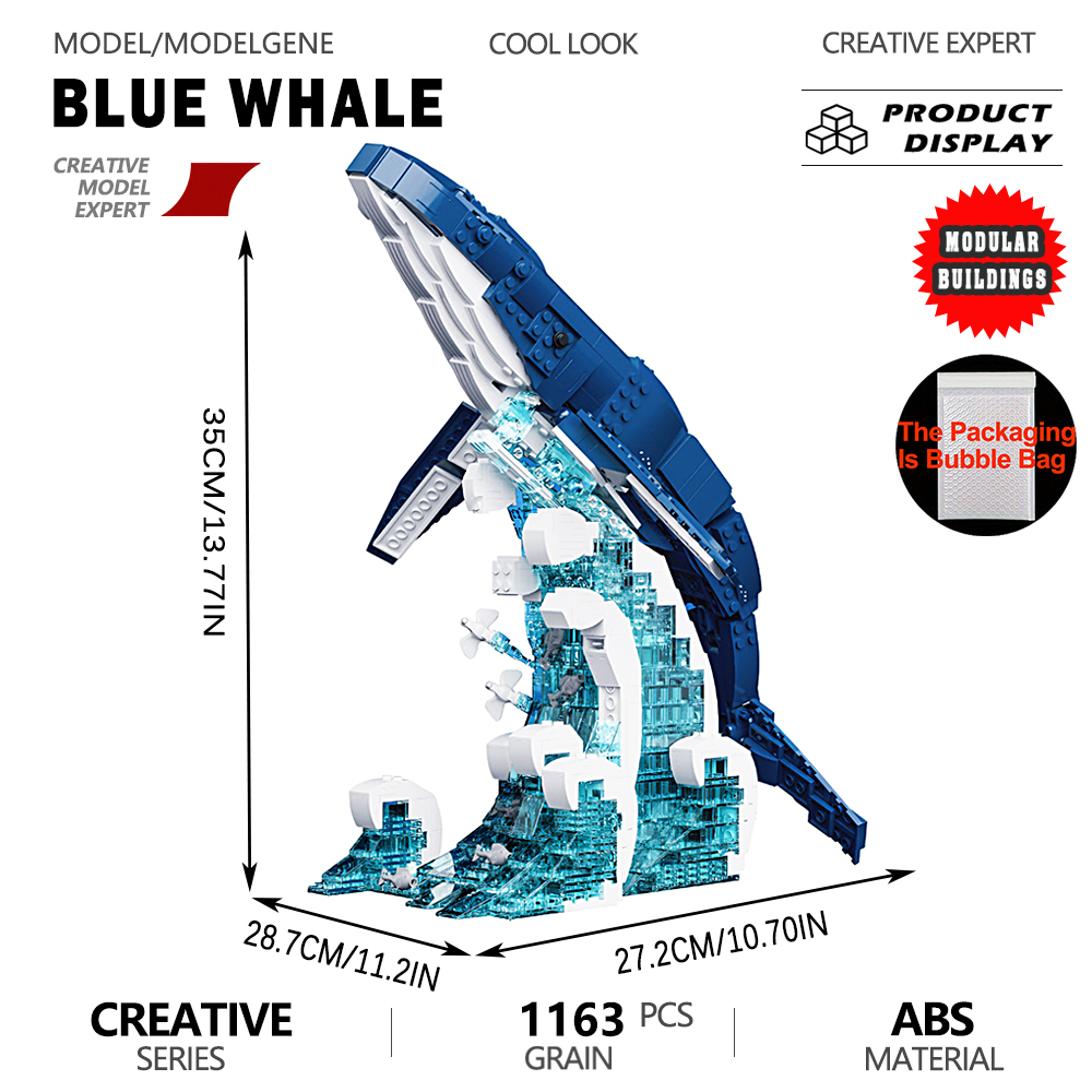 Interior Design Lego - Ocean Blue Whale Model Bouwstenen Bakstenen