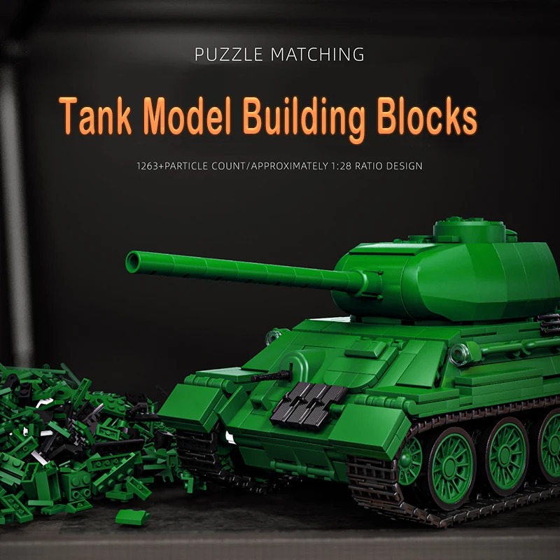 Interior Design Lego - T34-85 Tankmodelbouwset - 1263PCS WWII Sovjet-ontwerp,