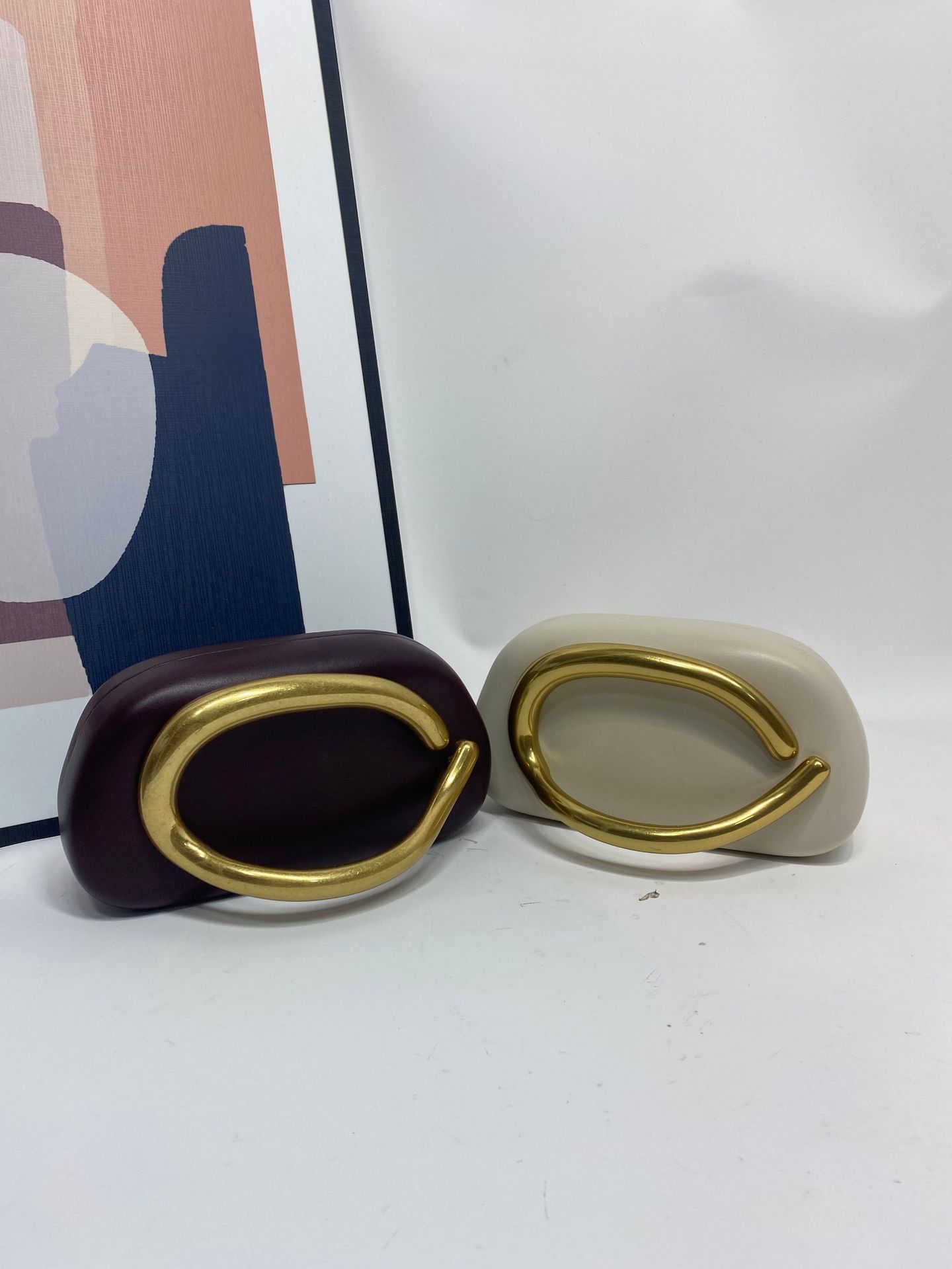 Interior Design Gold - Grote gouden metalen sluiting clutch avondtassen